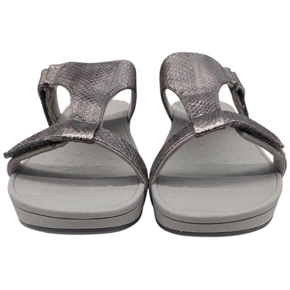 Vionic Ellie Platform Slide Sandal Metallic Silver Pewter Snakekin Women's 12 - Picture 4 of 6